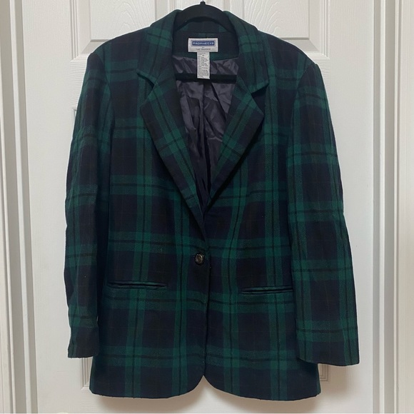 Prophecy by Sag Harbor Green Plaid Wool Blend Blazer - Picture 1 of 4